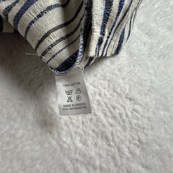 Vintage Esthar Greece Mens Blue Striped Henley Pullover Shirt Medium Cotton New - Picture 4 of 7